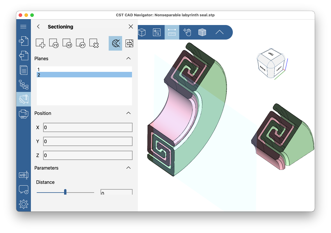 3D řezy v aplikaci CST CAD Navigator